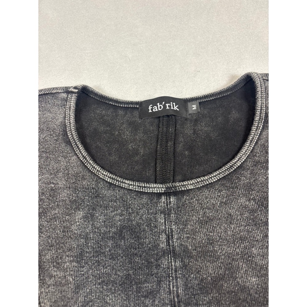 Fab'rik Women Charcoal Gray Acid Wash Seam Detail Long Sleeve Mini Dress Size M - Picture 2 of 5